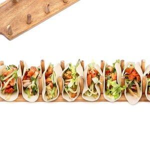 Set of 2 bamboo rack taco holder rack